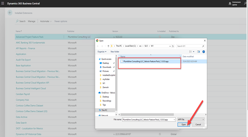 Deploying Velosio D365 Feature Pack