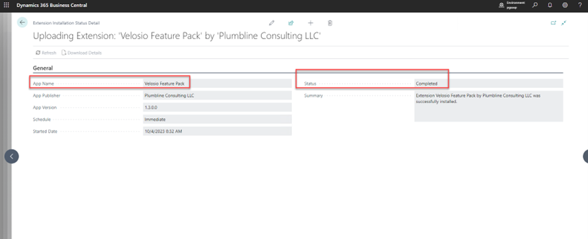 Deploying Velosio D365 Feature Pack