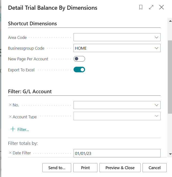 GL Trial Balance by Dimensions