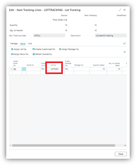 Item Tracking Lines - Purchase Order