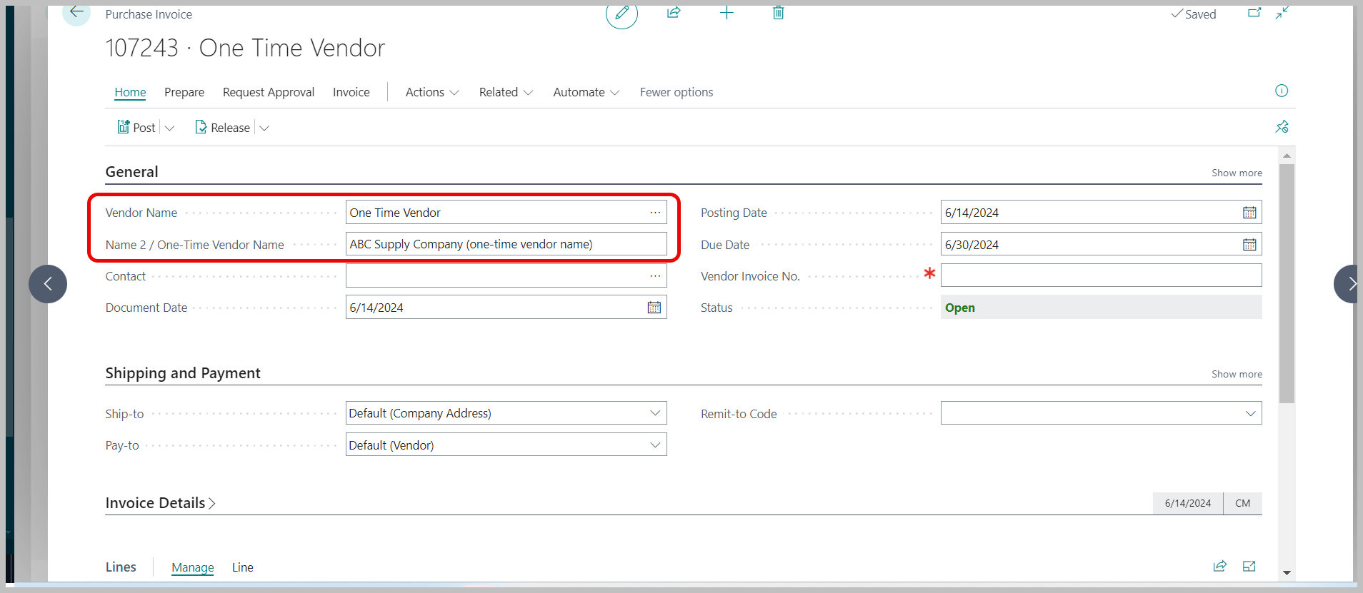 Purchase Invoice Entry