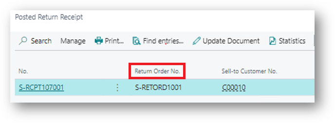 Order No. field - Posted Return Receipt