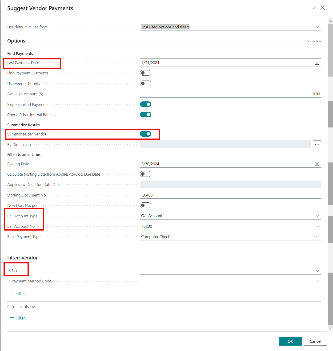 Suggest Vendor Payments